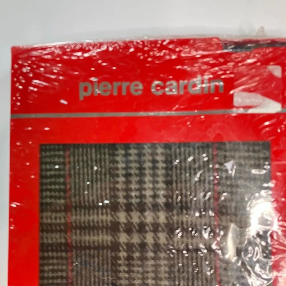 Pierre Cardin Vintage 1990’s Brown Plaid 100% Wool Fringe Muffler Scarf NIB